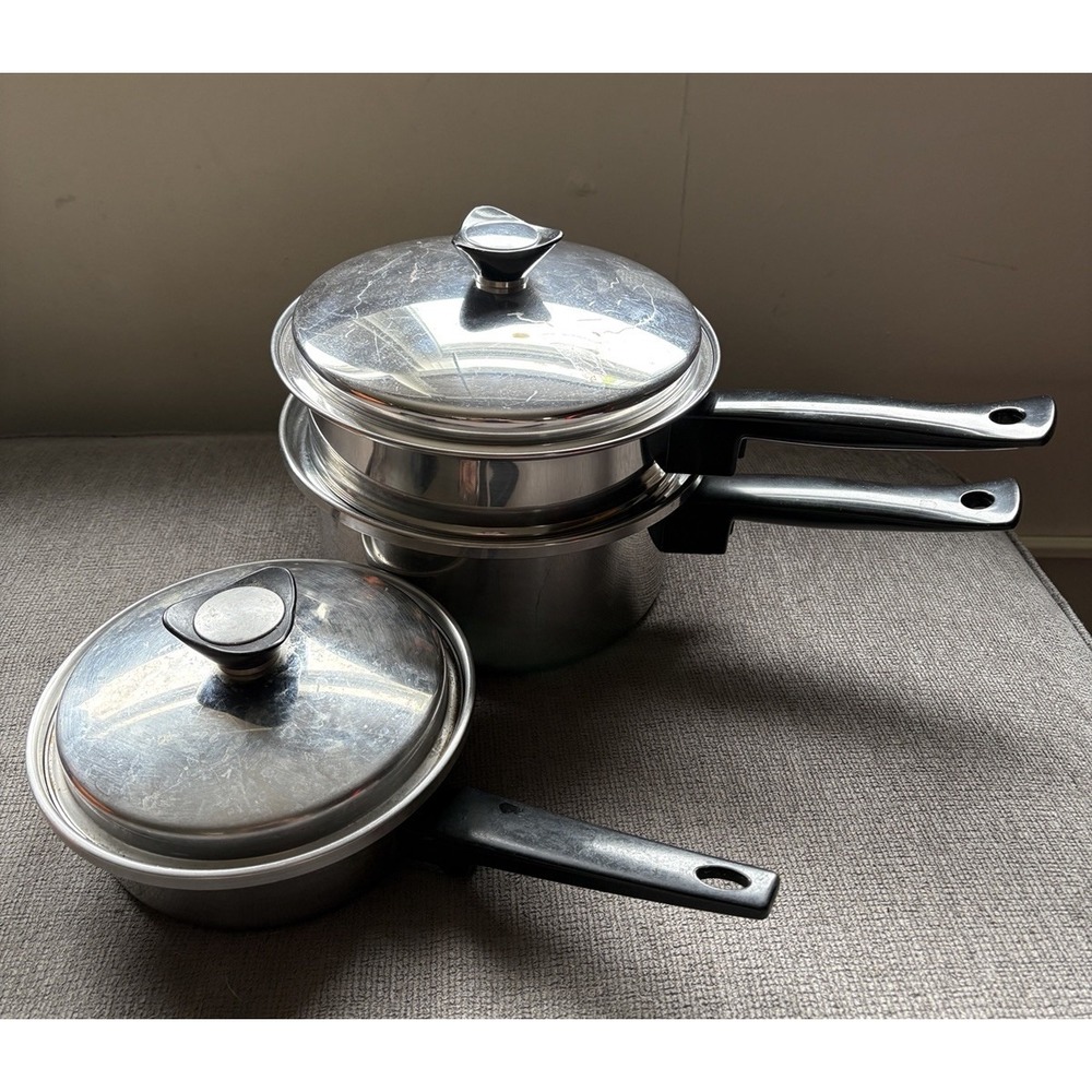 Flavorite Steamer Pot 5 Piece Set 3 Ply Multi-Plex Stainless Steel USA Made